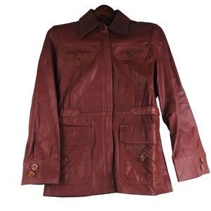 CUBALAN Women's Jacket Brown Full Zip Genuine Leather 5-Pocket Jacket Size 9/10